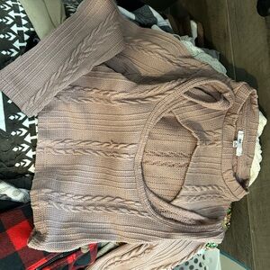 Women's Cable Knit Sweater - Dusty Pink